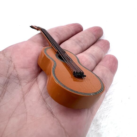 Vintage Wooden Strung Guitar Dollhouse Miniature Collectible Instrument - Picture 4 of 4